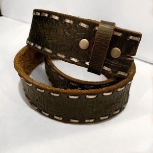 Black with silver stitching/western belt strip